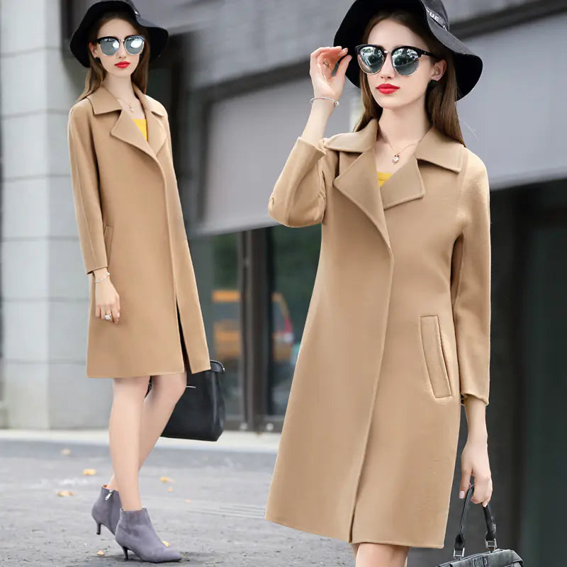 Wome's Long Sleeve Wool Coat and Overcoat