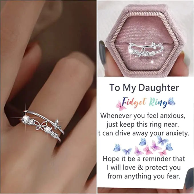 Double Layer Butterfly Diamond Ring