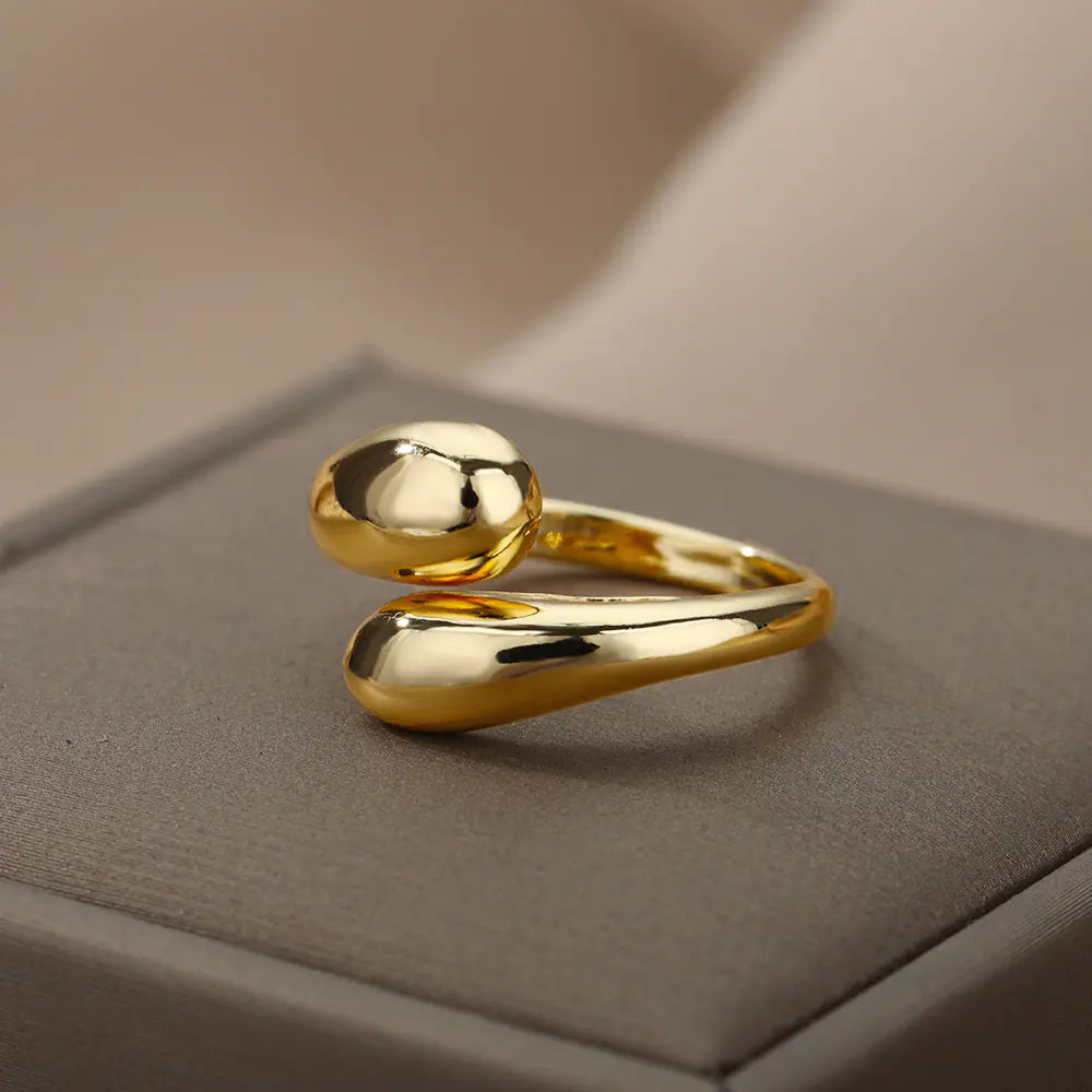 Geometric Gold Ring with Unique Design for Women
