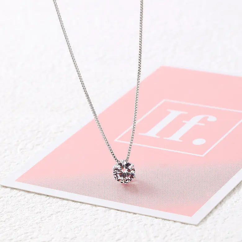 Simple  Diamond Necklace in Silver